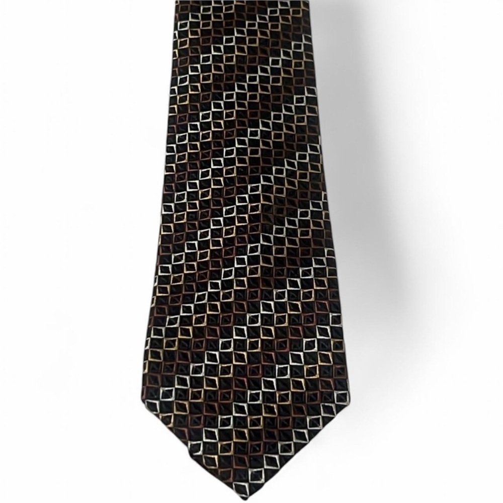 Jos. A. Bank Geometric 100% Silk Tie Black Brown